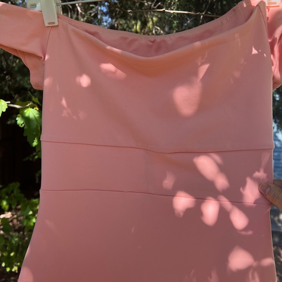 Susana Monaco solid off-shoulder dress PEACH midi back cutout bra-friendly S - Picture 5 of 16